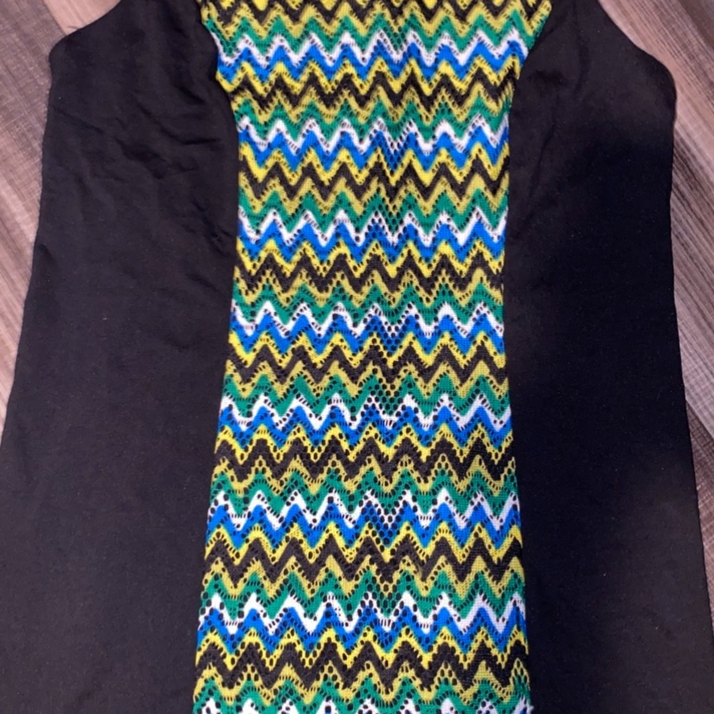 Kensie Black and Blue Sheath Mini Dress Sleeveless Scoop Neck - Picture 10 of 13